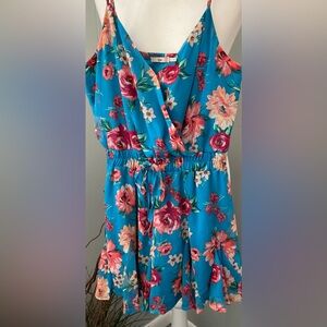 Floral Blue Sleeveless Dress